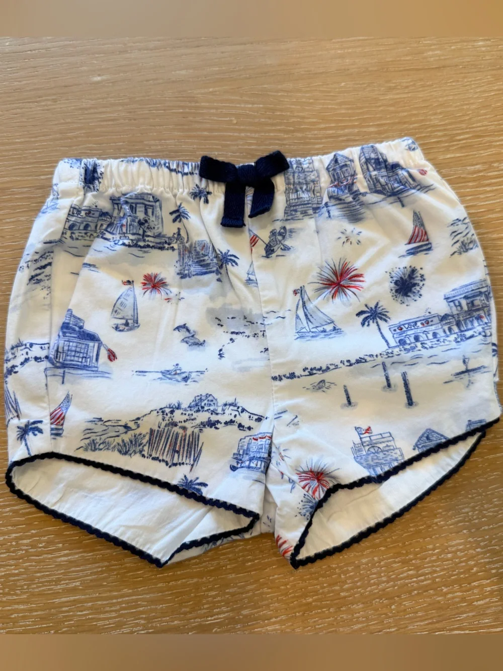 Janie and Jack Baby Americana Toile Print Two-Piece Set with Navy Bow